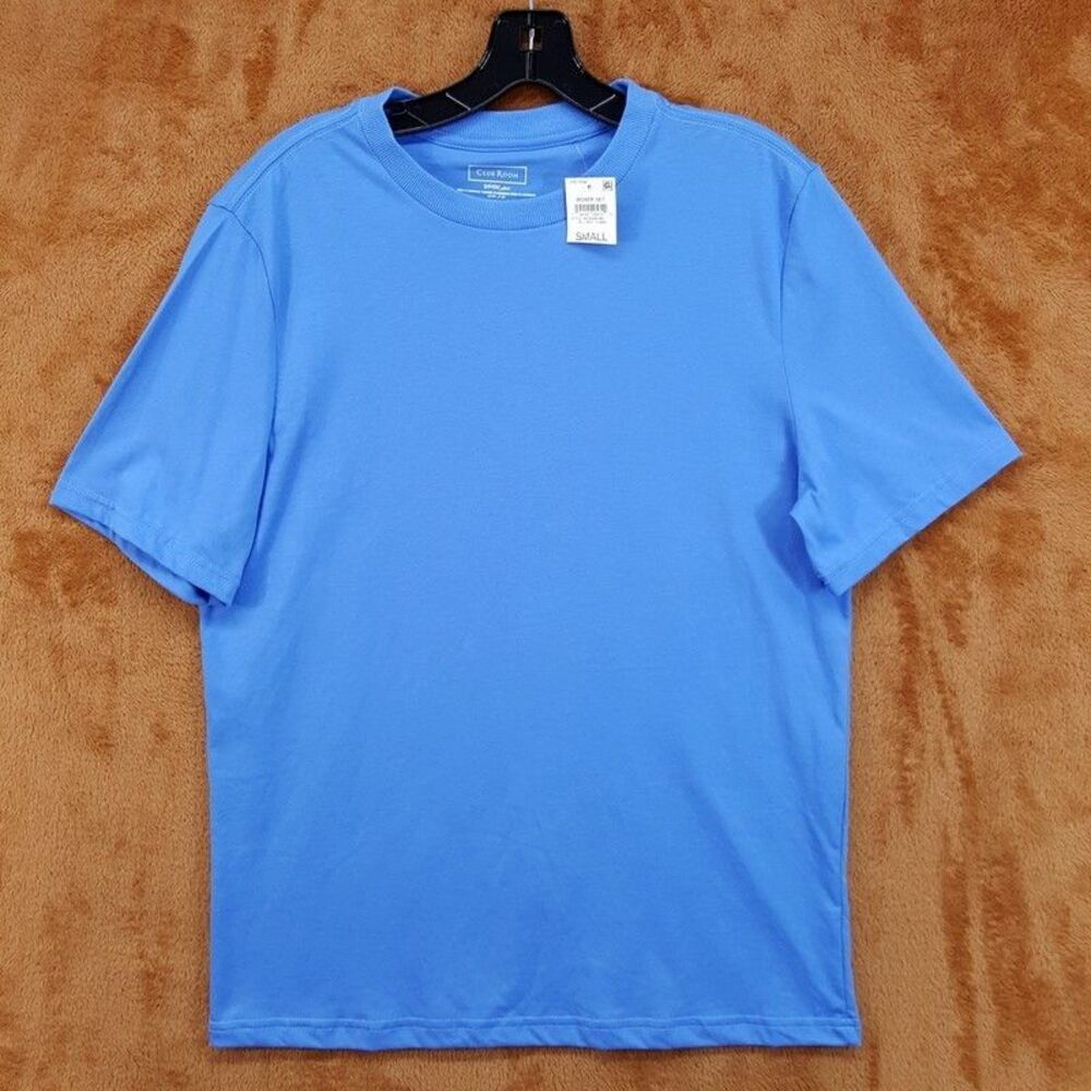 CLUB ROOM Shirt Mens Small Blue Pullover T-Shirt Tagless Cotton Comfort Tee